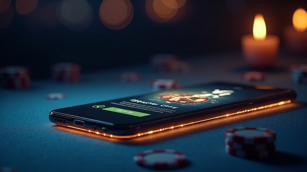 Smartphone zeigt eine sichere App-Download-Seite im Casino-Design