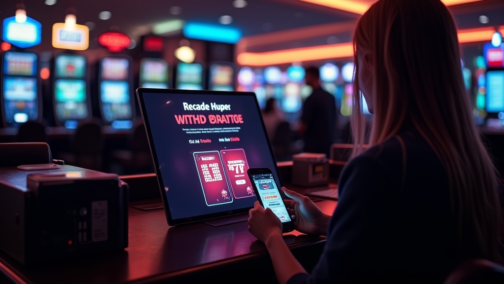 Spieler prüft am Casino-Schalter den Status einer Auszahlung