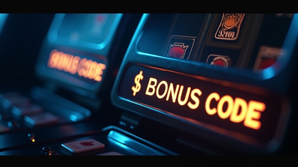 Bonuscode und Promo-Code auf einer dunklen Casino-Oberfläche