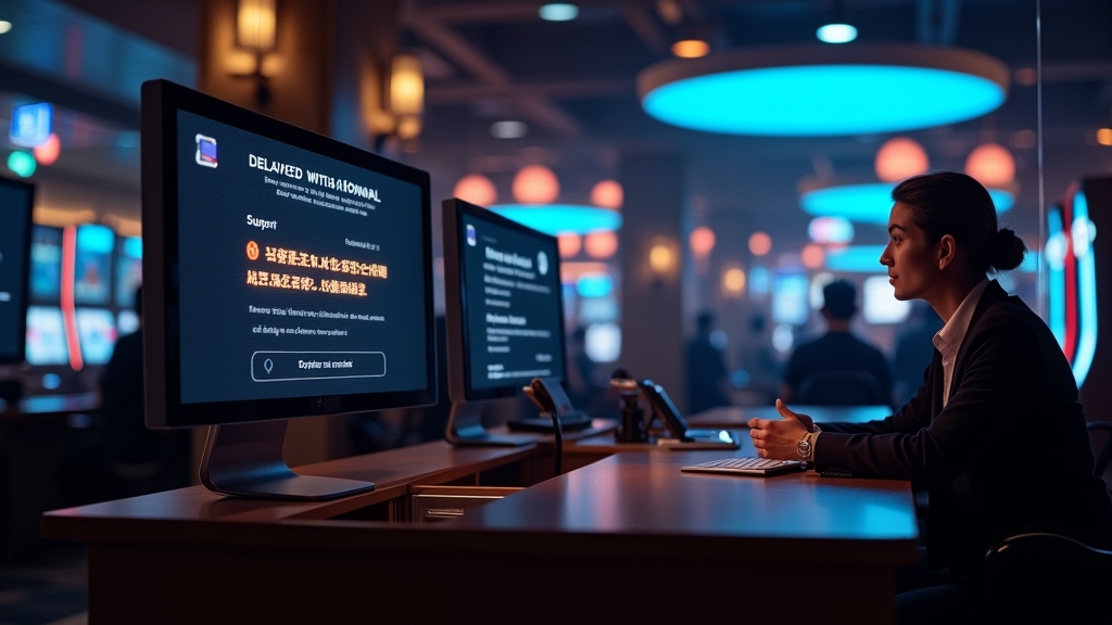 Verzögerte Auszahlung mit Supportkontakt in einer Casino-Umgebung